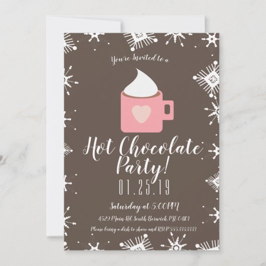 Kampvuur Heet Chocolade en Sneeuwvlokken Winterfee Aankondiging (Voorkant)