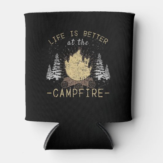 Kampvuur - Het leven is beter door het kampvuur Blikjeskoeler (Voorkant)