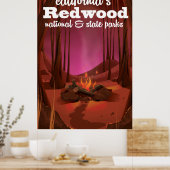 Kampvuur in het bos. poster (Keuken)