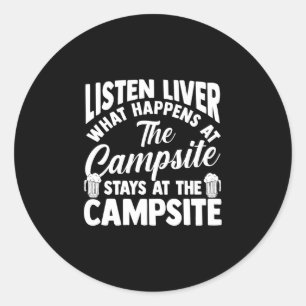 Kampvuur kamperen bos kampeerder ronde sticker