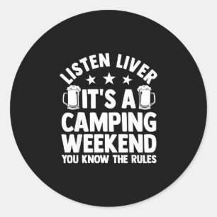 Kampvuur kamperen bos kampeerder  ronde sticker