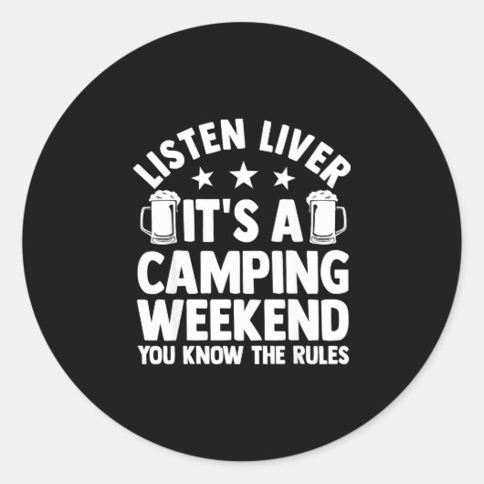 Kampvuur kamperen bos kampeerder  ronde sticker (Voorkant)