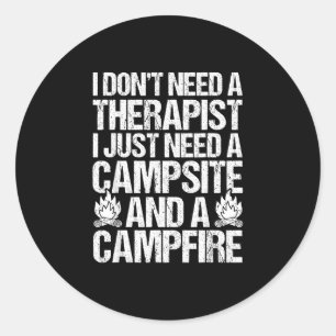 Kampvuur kamperen bos kampeerder ronde sticker