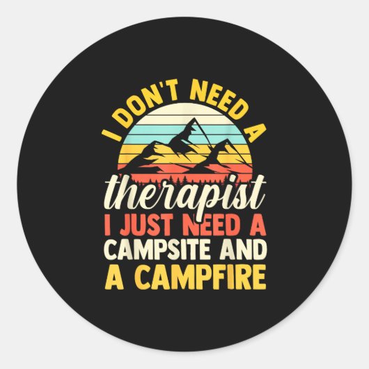Kampvuur kamperen bos kampeerder ronde sticker (Voorkant)