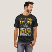 Kampvuur kamperen bos kampeerder t-shirt (Voorkant volledig)