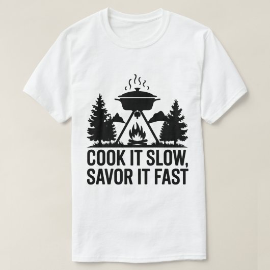 Kampvuur kookpot Mountain Wilderness Art T-shirt (Design voorkant)