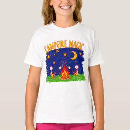 Kampvuur Magie Kinderen Kamperen Nacht Kunst T-shirt