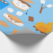 Kampvuur Marshmallow Chocolate Smores Blauw Cadeaupapier (Hoek)