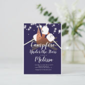 Kampvuur Marshmallows Sterren Camping Buitenfeest Briefkaart (Staand voorkant)