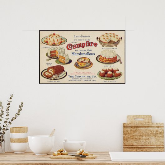 kampvuur Marshmallows Voedselreclame Poster (Keuken)