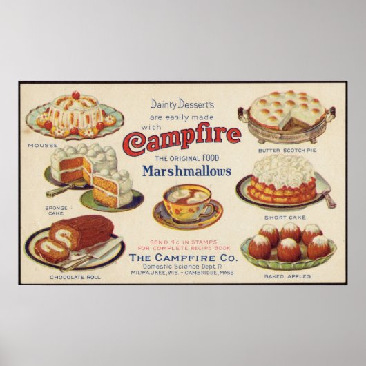  kampvuur Marshmallows Voedselreclame Poster (Voorkant)