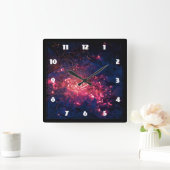 Kampvuur met brandende vezels vierkante klok (Huis)