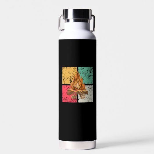 Kampvuur Retro Vintage Waterfles (Voorkant)