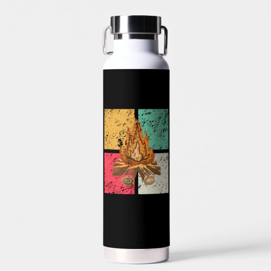 Kampvuur Retro Vintage Waterfles (Voorkant)