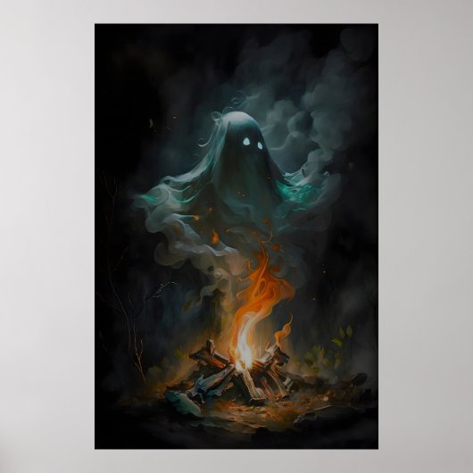 Kampvuur rook spook, vintage poster, kunstposter poster (Voorkant)