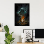 Kampvuur rook spook, vintage poster, kunstposter poster (Thuiskantoor)