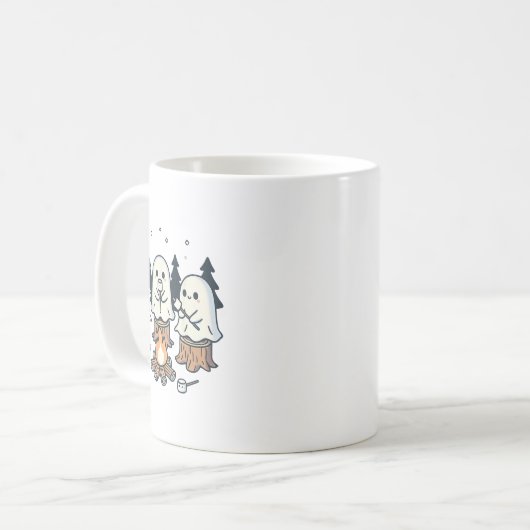 Kampvuur Spooky Marshmallow Halloween Bonfir Koffiemok (Voorkant links)