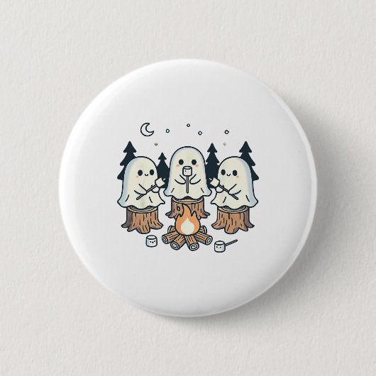 Kampvuur Spooky Marshmallow Halloween Bonfir Ronde Button 5,7 Cm (Voorkant)