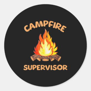 Kampvuur Supervisor Outdoor Camping Bonfires Vuur Ronde Sticker