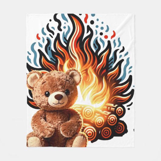 Kampvuur Teddybeer Fleece Deken (Voorkant)
