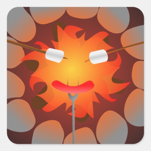 kampvuur vierkante sticker (Voorkant)