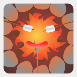 kampvuur vierkante sticker