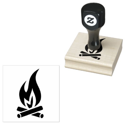 Kampvuur vlam buitenleven vlam rubberstempel (Gestempeld)