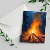 Kampvuur Waterverf Bos Schilderij Briefkaart
