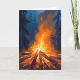 Kampvuur Waterverf Bos Schilderij Kaart