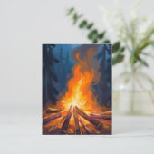 Kampvuur Waterverf Bos Schilderij Kaart (Staand voorkant)