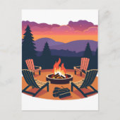 Kampvuur Zonsondergang Briefkaart (Voorkant)