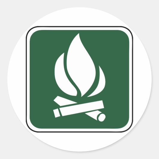 kampvuurbord ronde sticker (Voorkant)