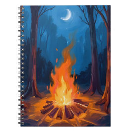 Kampvuurmaan | Natuur Aquarel Schilderij Notitieboek