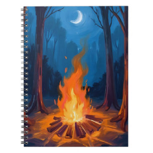 Kampvuurmaan Natuur Aquarel Schilderij Notitieboek