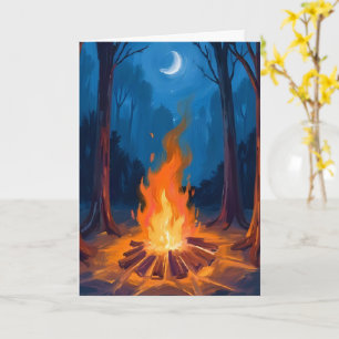 Kampvuurmaan   Natuur Aquarelschilderij Kaart