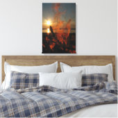 Kampvuurzonsondergang bij Calumet Waterworks Canvas Afdruk (Insitu (Slaapkamer))