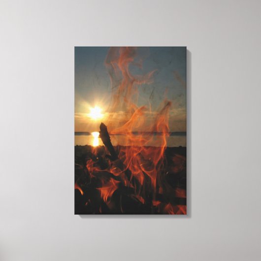 Kampvuurzonsondergang bij Calumet Waterworks Canvas Afdruk (Voorkant)
