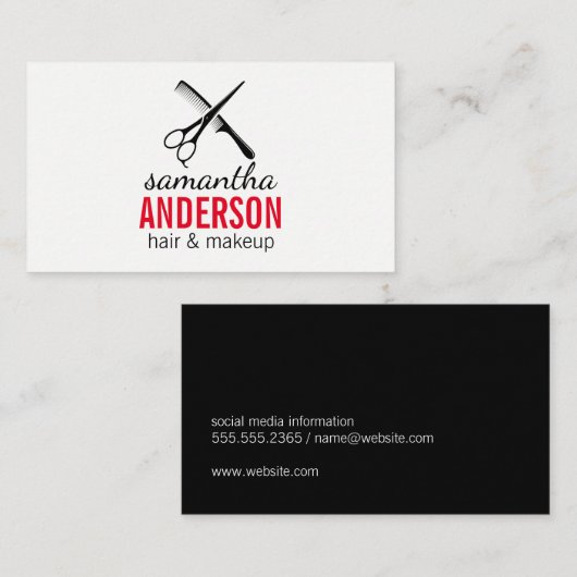 Kamschaar | Kapsalon Logo Visitekaartje (Voorkant / Achterkant)