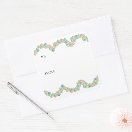 Kamschelp cadeausticker vierkante sticker (Envelop)