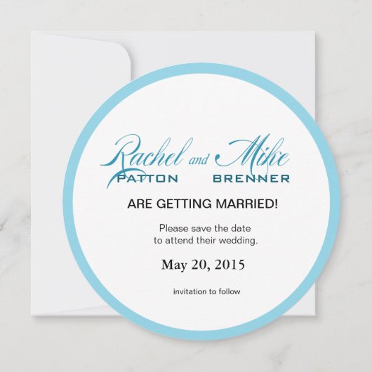 Kamschelp Schelpen Strand Bruiloft | mint blauw Save The Date (Achterkant)
