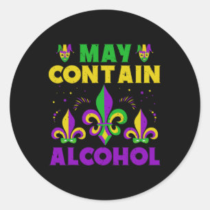Kan alcohol bevatten Mardi Gras kan alcohol bevatt Ronde Sticker