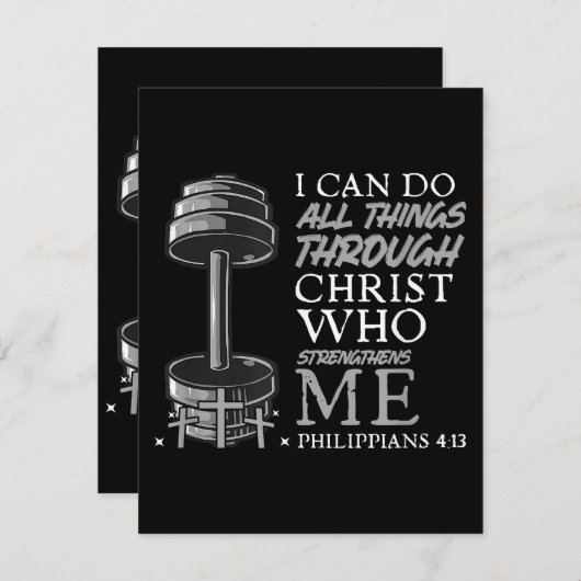 Kan alle dingen doen Weightlifter Gym Christelijke Informatiekaartje (Voorkant / Achterkant)