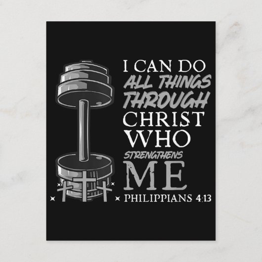 Kan alle dingen doen Weightlifter Gym Christelijke Informatiekaartje (Achterkant)