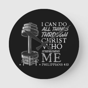 Kan alle dingen doen Weightlifter Gym Christelijke Ronde Klok