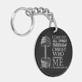 Kan alle dingen doen Weightlifter Gym Christelijke Sleutelhanger (Voorkant Links)