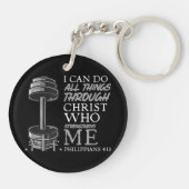 Kan alle dingen doen Weightlifter Gym Christelijke Sleutelhanger (Achterkant)