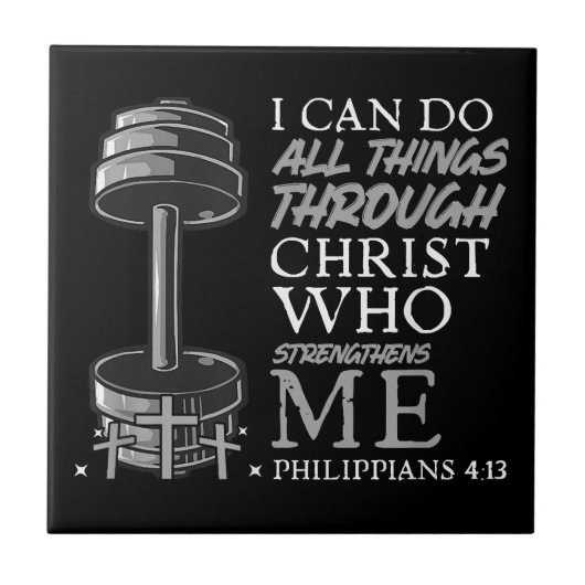 Kan alle dingen doen Weightlifter Gym Christelijke Tegeltje (Voorkant)
