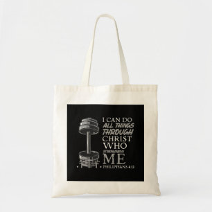 Kan alle dingen doen Weightlifter Gym Christelijke Tote Bag