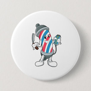 Kan als Hairdresser met Razor Ronde Button 7,6 Cm