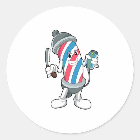 Kan als Hairdresser met Razor Ronde Sticker (Voorkant)